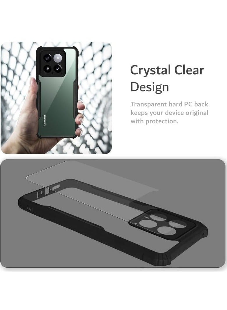 Xiaomi Mi 14T Pro 5G Clear Case Hard PC Back Cover with Shockproof TPU Black Border 360 Degree Impact Resistant non-Yellowing Transparent Cover For Xiaomi 14T Pro 5G - Image 3