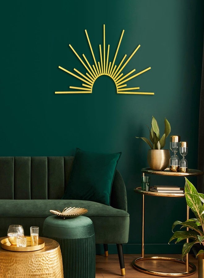 Bnesi Sun Metal Wall Art Sun Wall Decor Gold Metal Decor for Living Room Bedroom Modern Home Decor Unique Housewarming Gift for Minimalist Boho Style Home Art Lovers (Gold) - Image 2
