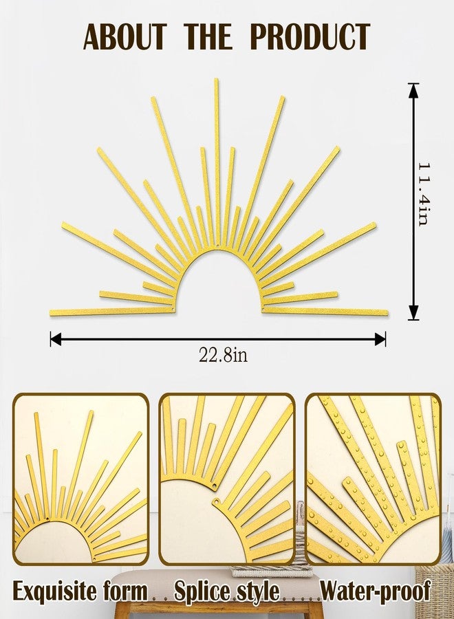 Bnesi Sun Metal Wall Art Sun Wall Decor Gold Metal Decor for Living Room Bedroom Modern Home Decor Unique Housewarming Gift for Minimalist Boho Style Home Art Lovers (Gold) - Image 3