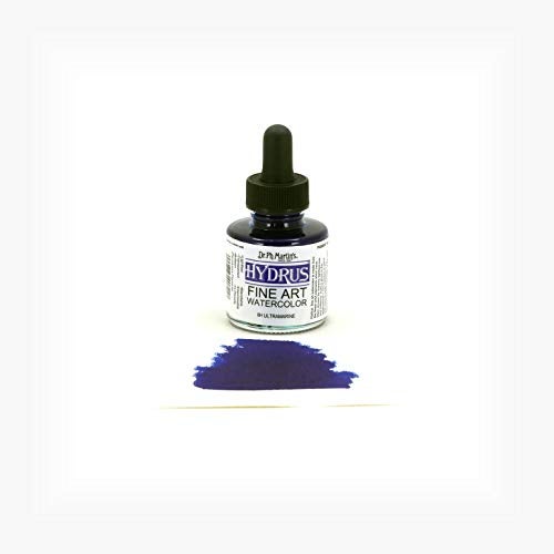 Dr. Ph. Martin's Hydrus Fine Art Watercolor (8H) Watercolor Bottle, 1.0 oz, Ultramarine, 1 Bottle - Image 2