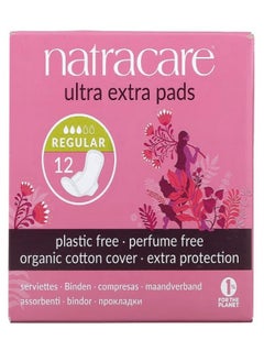 NATRACARE Ultra Extra Pads Organic Cotton Cover Regular 12 Pads  - Image 1