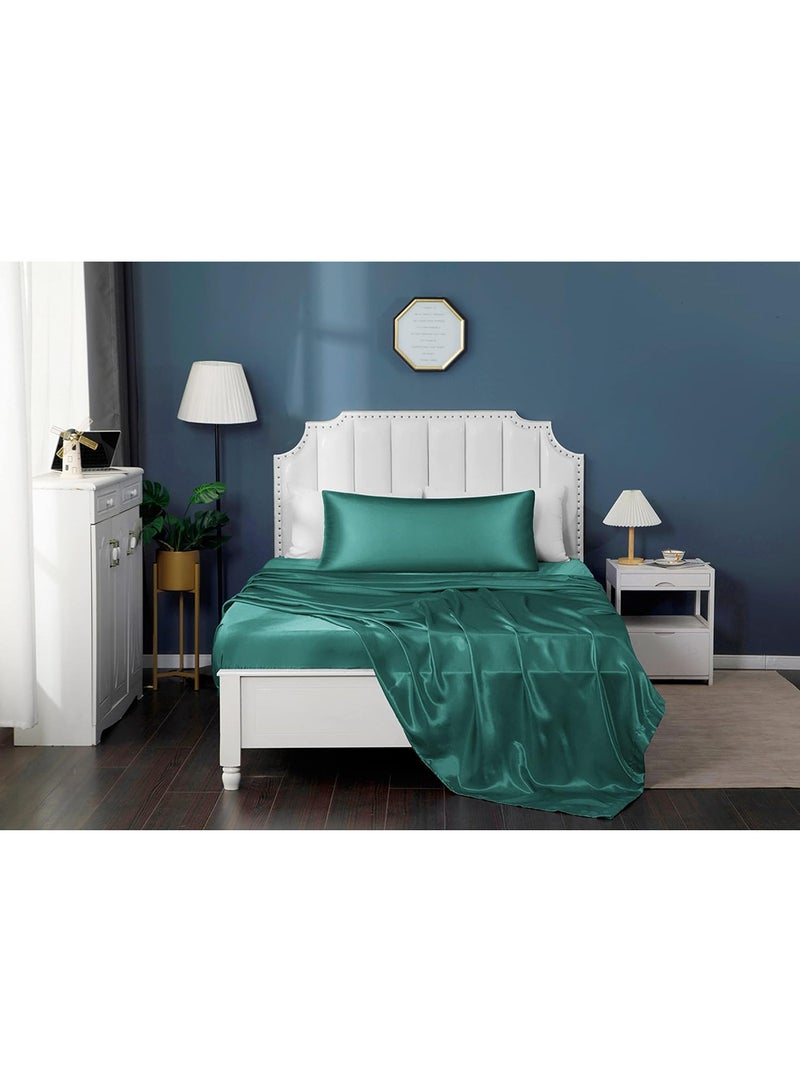 VITION Satin Silk Pillow Case Cover for Hair and Skin, Soft Breathable Smooth Both Sided Silk Pillow Cover Pair (Standard - 50 x 65cm - 2pcs - Hunter Green) - Image 3