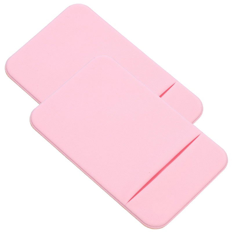 Light Pink Self Adhesive Phone Back Pocket Card Holder Stretch Fabric Wallet Sleeve 2 Pack - Image 2