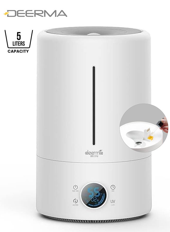 Deerma 5L Humidifier and Diffusers with Aroma Therapy, Cool Mist Air Humidifier for Baby Room, Home, Office & Plant, Auto-Off, Quiet Operation, Touch Display and UV Lamp F628S white - Image 1