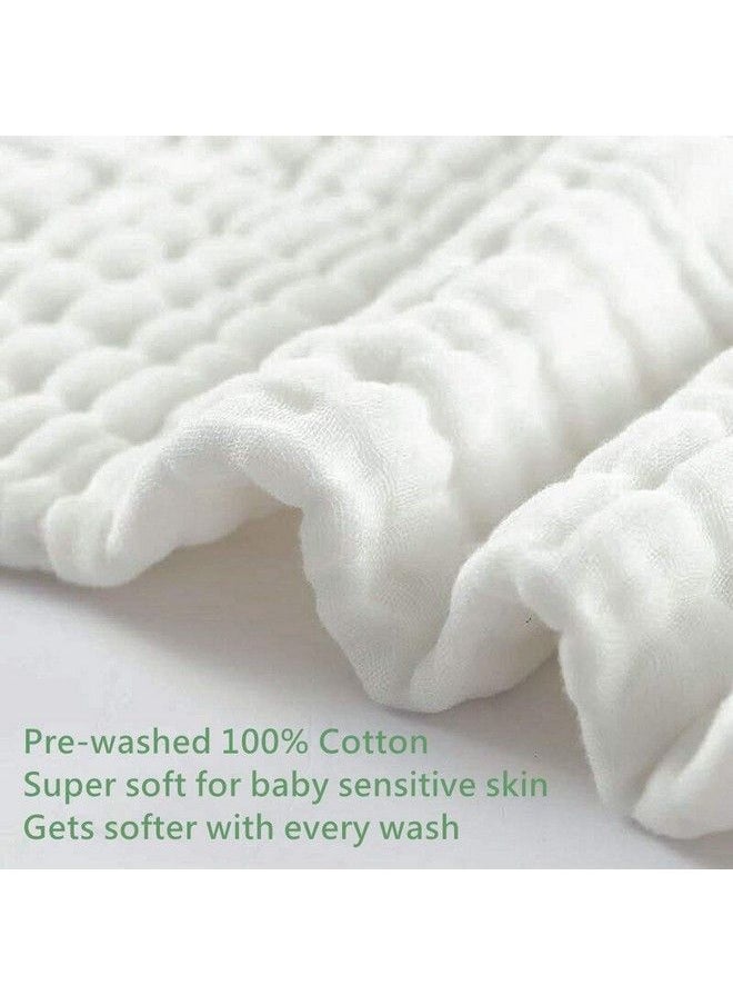 MOM'S HOME Baby Super Soft Absorbent Muslin 6 Layer Wash Towel100X100 Cm (0 3 Years)White And Pack Of 5 Napkin  - Image 3