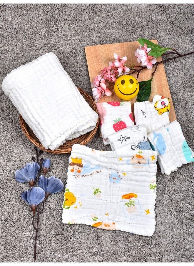 MOM'S HOME Baby Super Soft Absorbent Muslin 6 Layer Wash Towel100X100 Cm (0 3 Years)White And Pack Of 5 Napkin  - Image 1