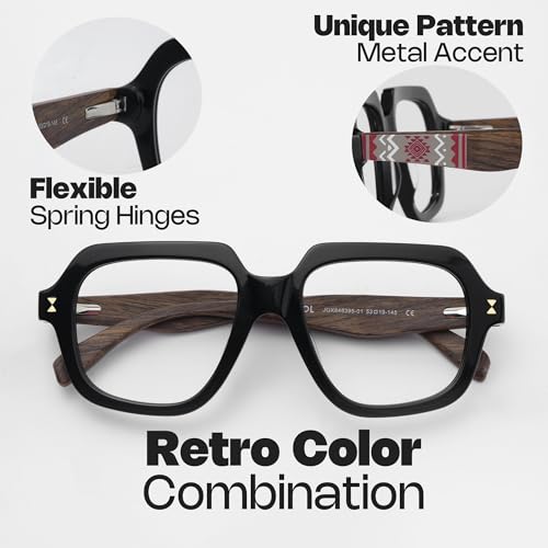 Zeelool Glasses Frame for Women Men, Fashion EyeGlasses Eyewear with Non-prescription Clear Lens & Spring Hinges Faubion ZJGX848395-01 - Image 3