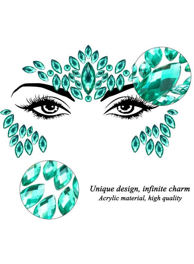 SIQUK 20 Sets Face Jewels Mermaid Face Gems Rave Face Jewel Rhinestones Face Crystal Face Stickers Jewels Gems Eye Jewels for Festival Rave Carnival Party - Image 2
