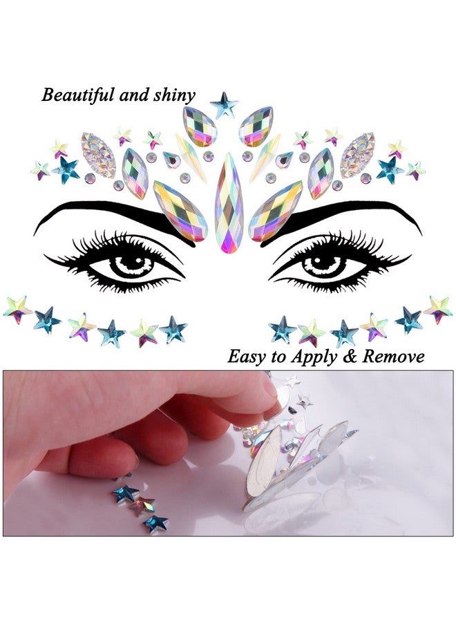 SIQUK 20 Sets Face Jewels Mermaid Face Gems Rave Face Jewel Rhinestones Face Crystal Face Stickers Jewels Gems Eye Jewels for Festival Rave Carnival Party - Image 3