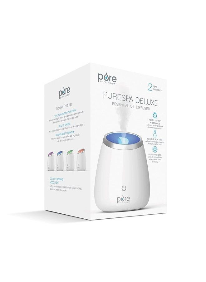 Pure Enrichment - PureSpa Deluxe Ultrasonic Essential Oil Diffuser - 120ml Water Tank Lasts Up to 10 Hours While Generating Mood-Boosting Ions - Includes Optional Color-Changing Light and Auto Shut-Off - Image 1