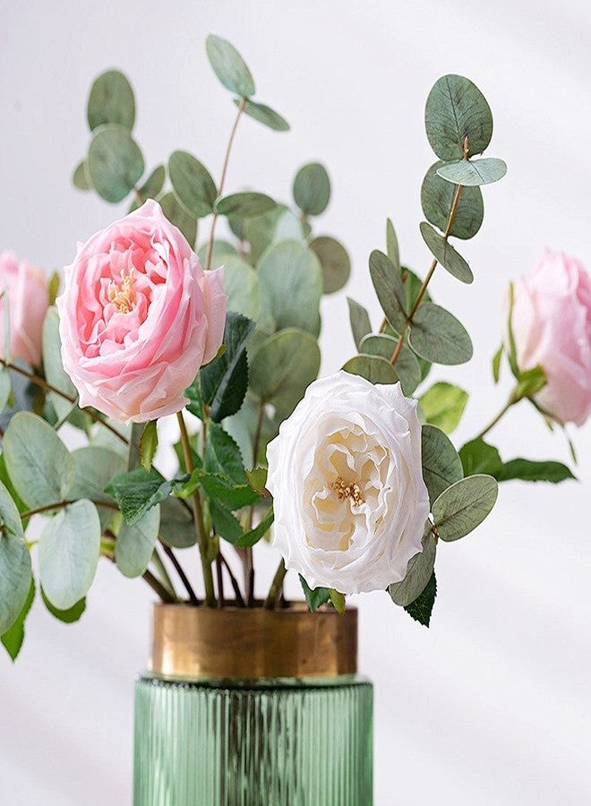 Ukeler Pink Austin Roses Wedding Bouquet 4 Pcs Real Touch Latex Artificial Flowers for Home Decor Flower Arrangement Wedding Centerpieces Valentine's Day Gift - Image 5