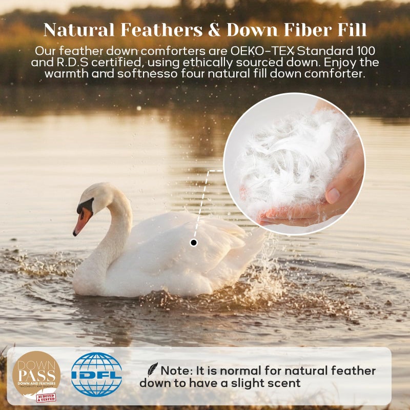 Joysoul Queen Size Down Comforter - All Season Ultra Soft Goose Down & Feather Fiber Fill, Luxury Hotel Pink Duvet Insert with Corner Tabs (88" X 88") - Image 5