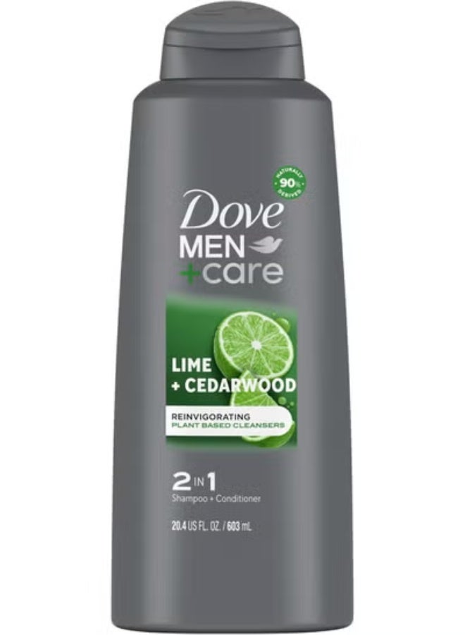 Dove Men+Care 2 in 1 Shampoo and Conditioner For Healthy-Looking Hair Lime + Cedarwood 603 ML