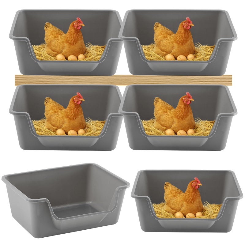 Reallnaive 6 Pcs Washable Chicken Nesting Box, Floor Durable Chicken Coop Accessories Easy Clean Plastic Square for Hens Ducks and Poultry for Egg Collection Backyard - Image 1