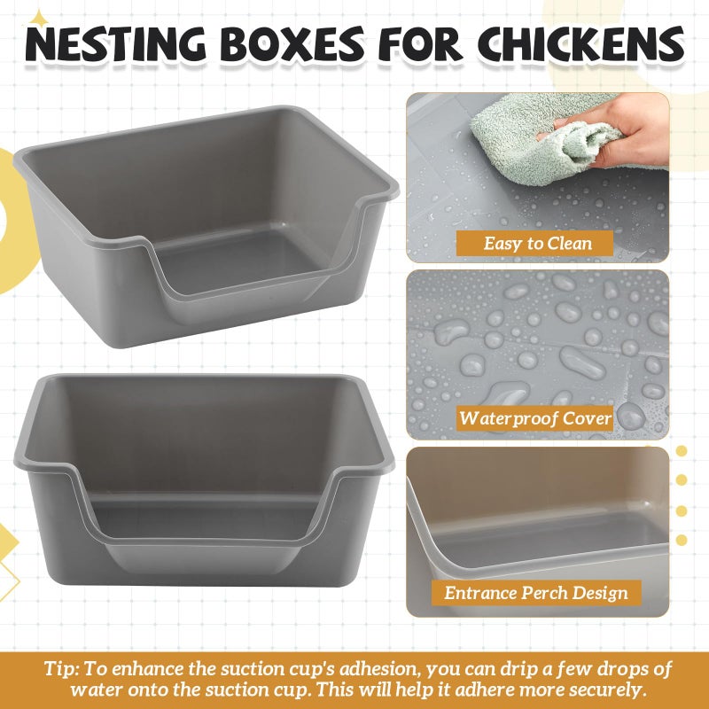 Reallnaive 6 Pcs Washable Chicken Nesting Box, Floor Durable Chicken Coop Accessories Easy Clean Plastic Square for Hens Ducks and Poultry for Egg Collection Backyard - Image 3