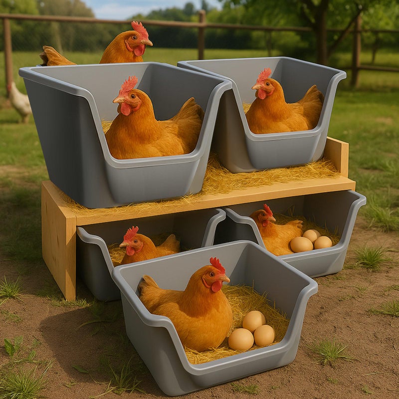 Reallnaive 6 Pcs Washable Chicken Nesting Box, Floor Durable Chicken Coop Accessories Easy Clean Plastic Square for Hens Ducks and Poultry for Egg Collection Backyard - Image 2