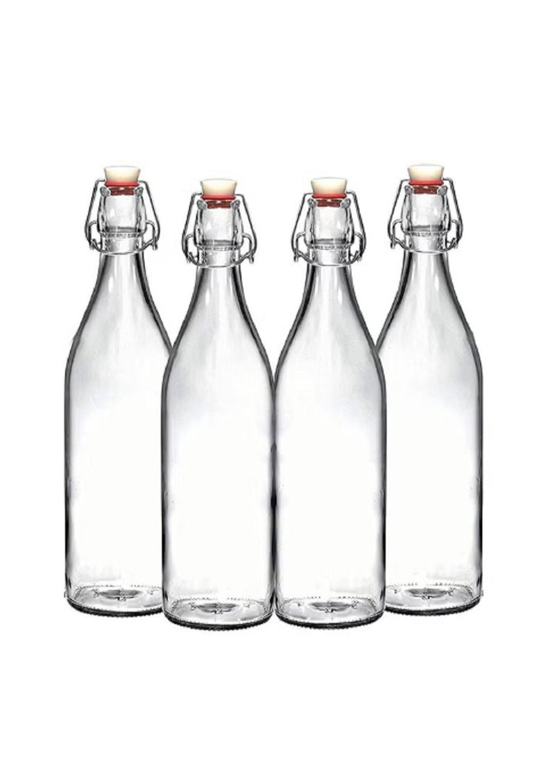 Set of 4 clear glass bottles with stopper cap, 200 grams 