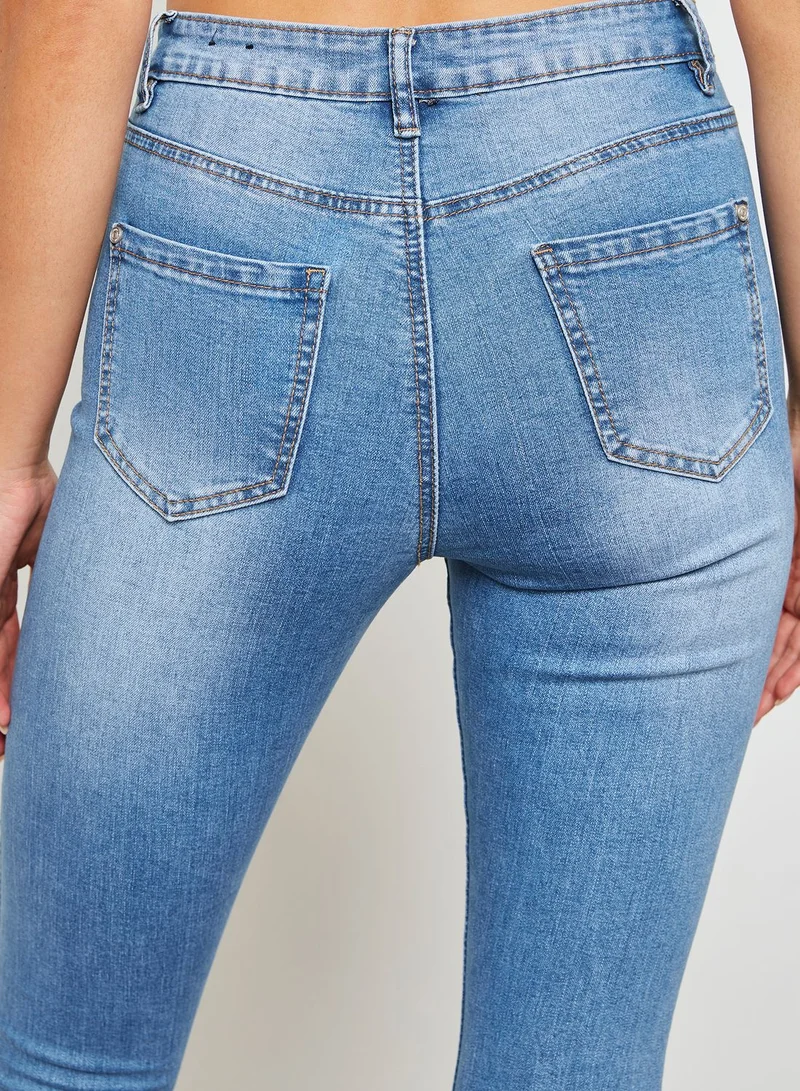 Missguided Sinner High Waist Distressed Skinny Jeans