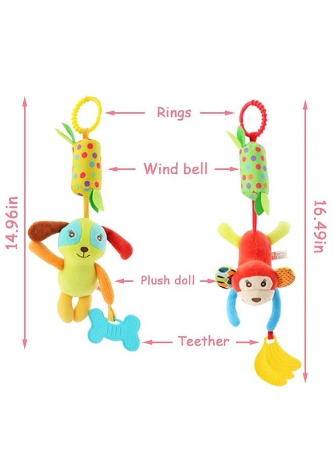 Joyshare 4 PCS Baby Soft Hanging Rattle Crinkle Squeaky Toy - Baby Toys for 0 3 6 9 to 1 Animal Ring Plush Stroller Infant Car Bed Crib Travel Activity Hanging Wind Chime with Teether for Boys Girls  - Image 5