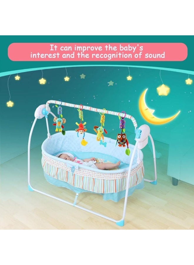 Joyshare 4 PCS Baby Soft Hanging Rattle Crinkle Squeaky Toy - Baby Toys for 0 3 6 9 to 1 Animal Ring Plush Stroller Infant Car Bed Crib Travel Activity Hanging Wind Chime with Teether for Boys Girls  - Image 3