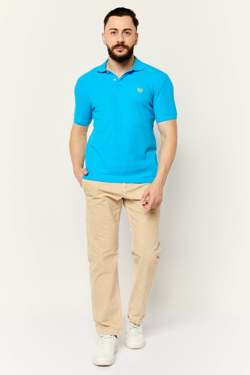 Chaps Men Custom Fit Embroidered Logo Short Sleeves Polo Shirt, Optic Blue - Image 2