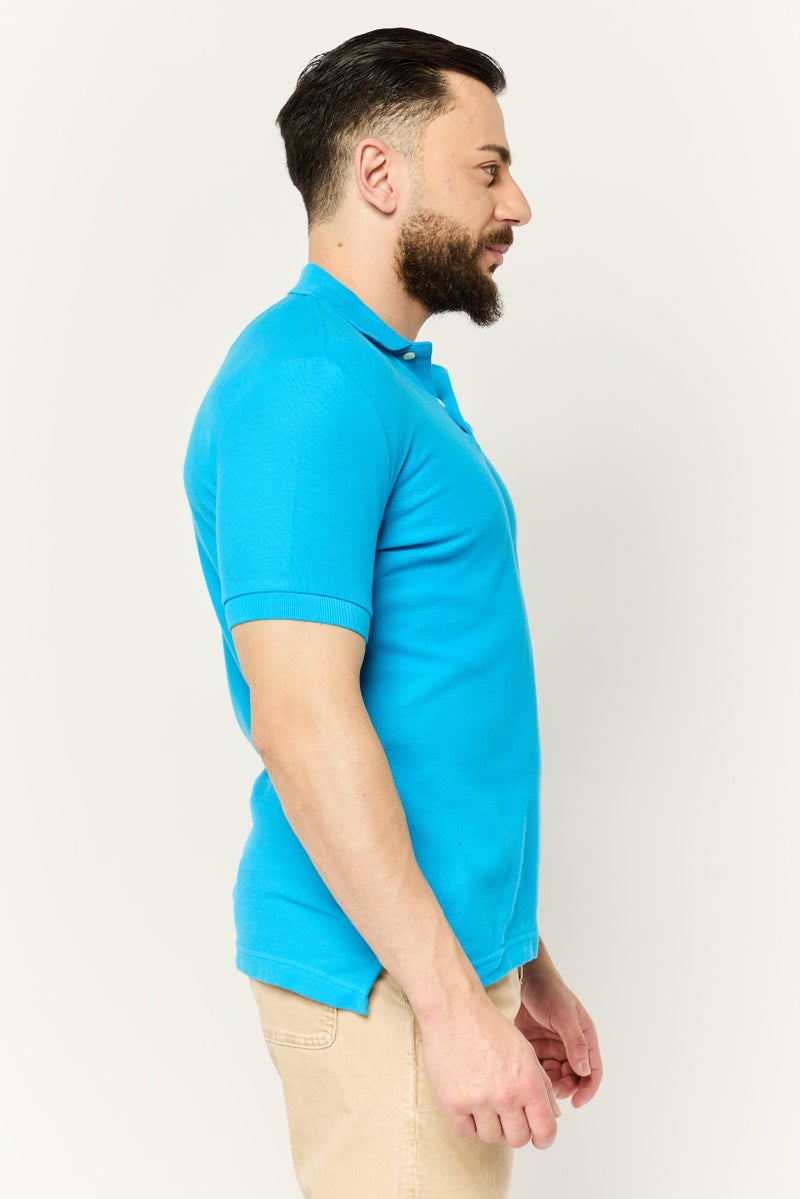 Chaps Men Custom Fit Embroidered Logo Short Sleeves Polo Shirt, Optic Blue - Image 3