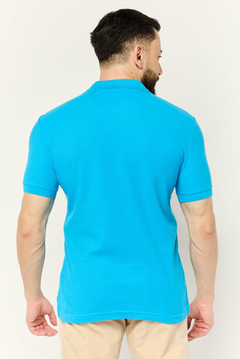 Chaps Men Custom Fit Embroidered Logo Short Sleeves Polo Shirt, Optic Blue - Image 4