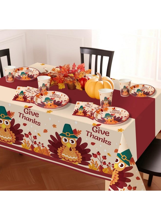 Childom Thanksgiving Party Supplies,102 Pcs Give Thanks Themed Party Set,Thanksgiving Dinnerware Sets,Thanksgiving Tablecloths Plates Cups Napkins,Thanksgiving Party Tableware For Fall Dinner Party Decoration - Image 5