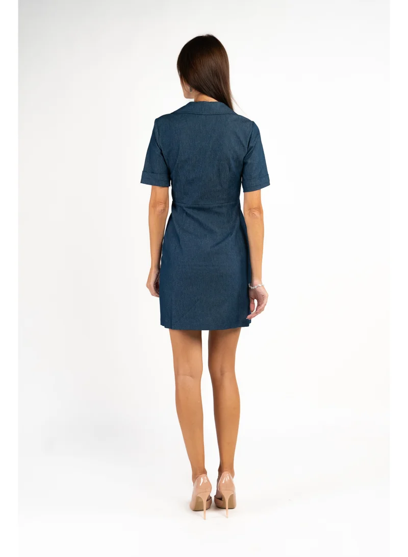 Fashonara Denim Party Dress with Gold Zipper