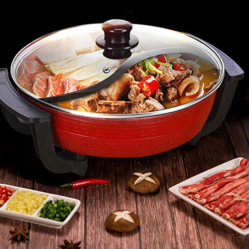 VBM Hot Pot Electric Hotpot with Divider Shabu Shabu Hot Pot Food Party Non-Stick 6-Quart Large Chinese Pot Korean | Cooking Frying Pan Chinese Hot Pot for Kitchen Dual Sided Smokeless Pot - Image 2