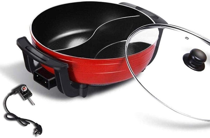 VBM Hot Pot Electric Hotpot with Divider Shabu Shabu Hot Pot Food Party Non-Stick 6-Quart Large Chinese Pot Korean | Cooking Frying Pan Chinese Hot Pot for Kitchen Dual Sided Smokeless Pot - Image 1