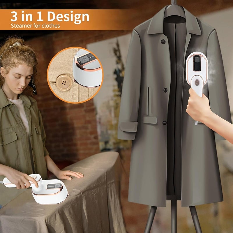 Huihong Portable Handheld Steamer for Clothes, 2-in-1 Ironing & Steaming, 180° Rotatable Multi-Directional, Mini Travel Steamer, Suitable for Dorm Room Clothing,  Purple - Image 4