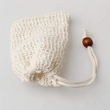 nuoshen 2 pcs Sisal Soap Bag Natural Organic Soap Bag Exfoliating Soap Saver Pouch with Drawstring for Foaming Drying Soaps Exfoliation - Image 3