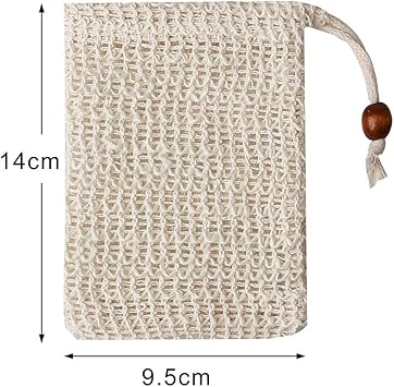 nuoshen 2 pcs Sisal Soap Bag Natural Organic Soap Bag Exfoliating Soap Saver Pouch with Drawstring for Foaming Drying Soaps Exfoliation - Image 2