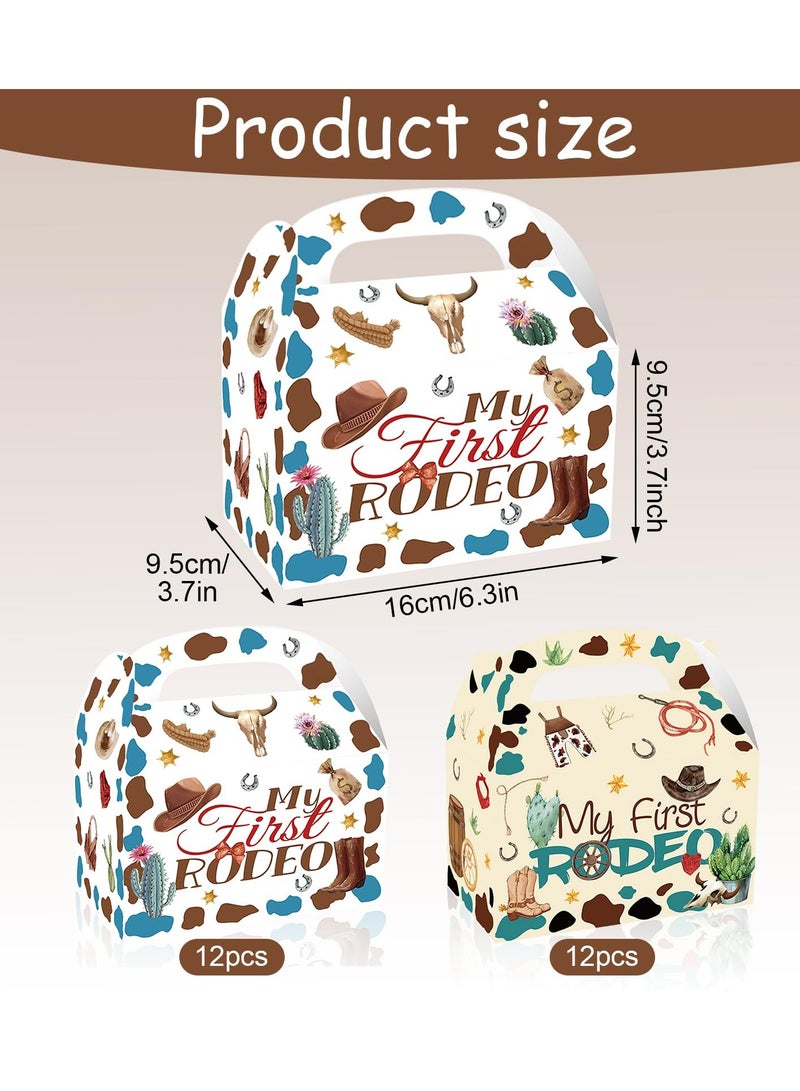 Excefore My First Rodeo Party Paper Gift Boxes, 24 Pack Western Cowboy Party Goodie Candy Bags, Kraft Treat Paper Boxes for Baby Shower Favors, Birthday Party Supplies and Decorations - Image 2