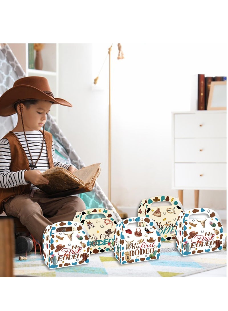 Excefore My First Rodeo Party Paper Gift Boxes, 24 Pack Western Cowboy Party Goodie Candy Bags, Kraft Treat Paper Boxes for Baby Shower Favors, Birthday Party Supplies and Decorations - Image 5