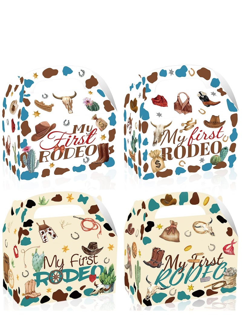Excefore My First Rodeo Party Paper Gift Boxes, 24 Pack Western Cowboy Party Goodie Candy Bags, Kraft Treat Paper Boxes for Baby Shower Favors, Birthday Party Supplies and Decorations - Image 1
