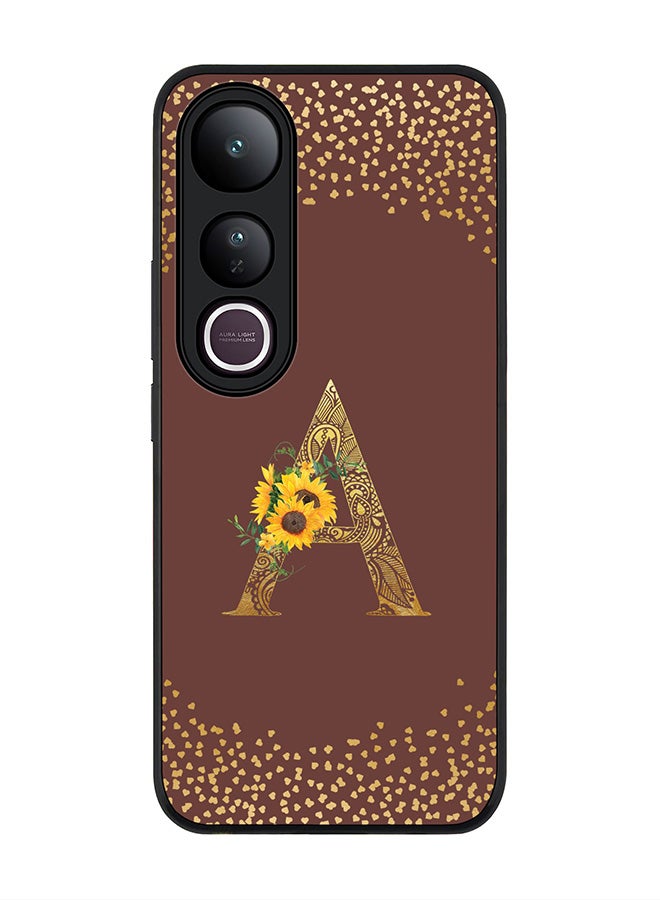 Stylizedd For vivo V50 Lite Case,Slim fit Camera Protection, Shockproof Thin Phone cover  - Custom Floral Monogram - A  (Brown )