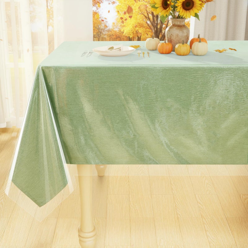 Smiry Rectangle Table Cloth 60x84 Inch Waterproof Wipeable Vinyl Tablecloths Protector Oil Spill Proof Plastic Table Cover for Dining Picnic Camping Outdoor Clear