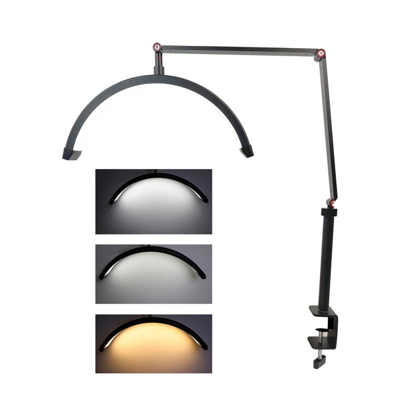 مصباح فيديو LED سطح المكتب HD-M3X شبه قمري للملء بالضوء قابل للتعديل 3000 كلفن إلى 6000 كلفن مع حامل سطح مكتب بالقلم المضغوط ومداية ضوء معدنية لصالون التجميل ومكافحة التعرية والبث المباشر ومصباح رأس السرير - Image 1