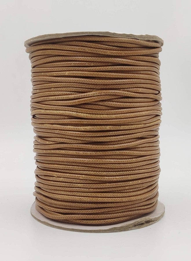 BOBBINY Jewellery Making Macrame Wax Cord and Leather Cord for Bracelets - Brown, 2mm x 50m - Image 2