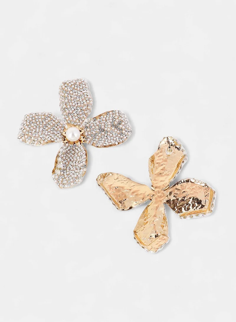 SOHI Crystal-Petalia Statement Artificial Earring Jewellery