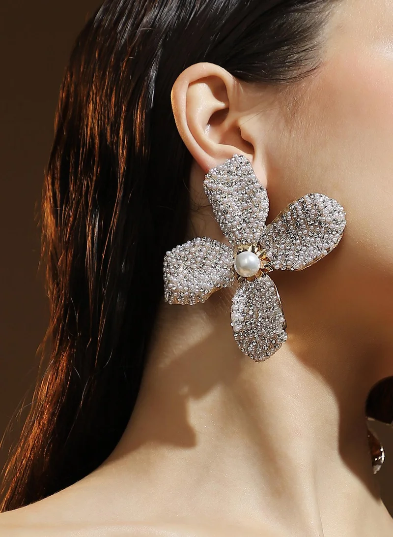 SOHI SOHI Women's The Crystal-Petalia Statement Earrings For Party Wear | Crystal  Colour | Alloy Material | Push Back Closure | Artificial Stone Earrings | Statement Earrings For Women & Girls