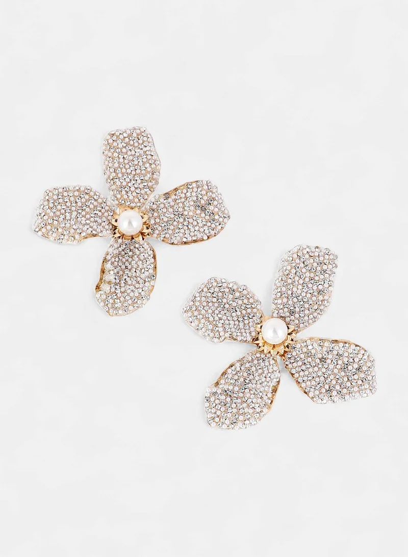 SOHI Crystal-Petalia Statement Artificial Earring Jewellery