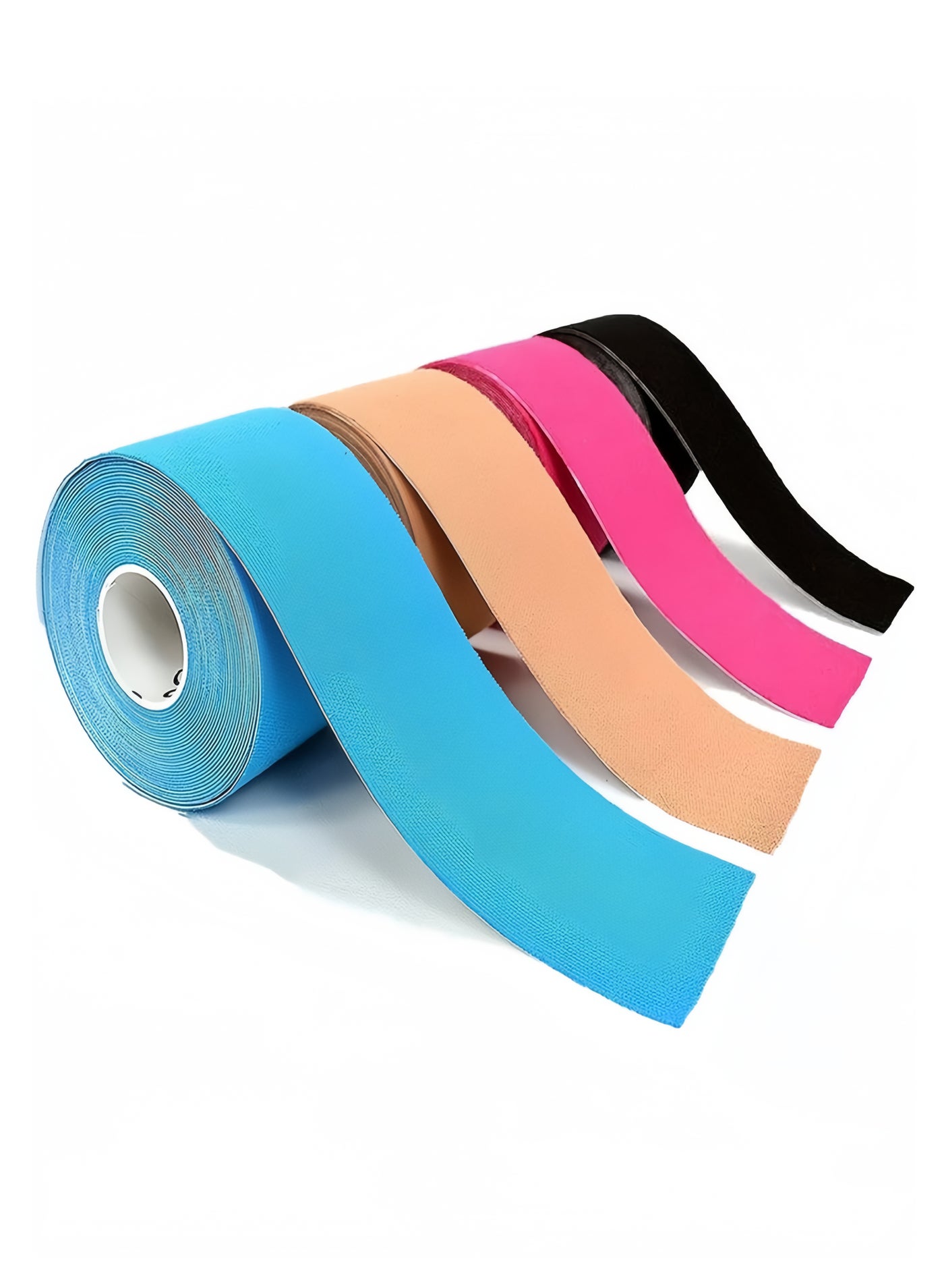 4 Rolls Waterproof Breathable Kinesiology Tape, Athletic Elastic Kneepad Muscle Pain Relief Knee Taping for Gym Fitness Running Tennis Swimming Football , 5CM*5M, Black, Brown, Pink, Blue