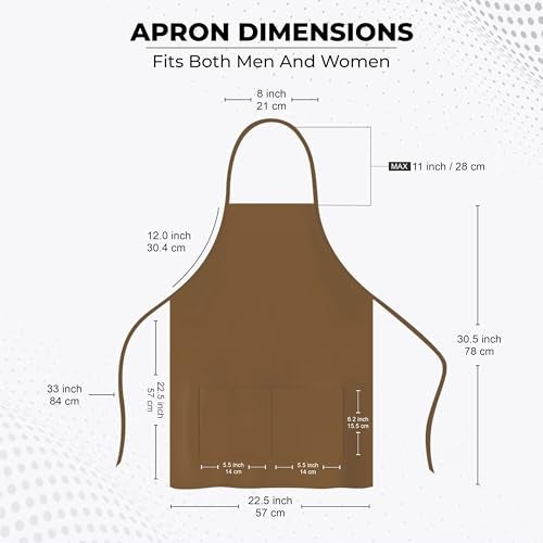 Cranique Polyester Kitchen Apron with Adjustable Strap Two Pockets for Women & Men | Free Size Apron for Hotel, Cafe, Restaurant, Salon, Workshop, Garage Cooking Pack of 2 (Tan & Brown) - Image 4