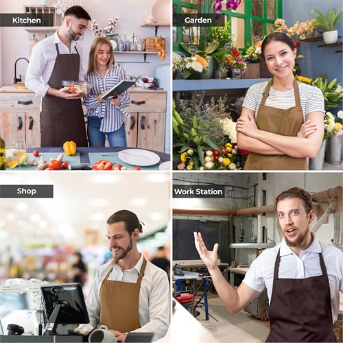 Cranique Polyester Kitchen Apron with Adjustable Strap Two Pockets for Women & Men | Free Size Apron for Hotel, Cafe, Restaurant, Salon, Workshop, Garage Cooking Pack of 2 (Tan & Brown) - Image 5