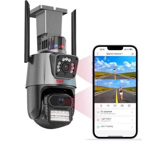 smars 4+4MP Dual Lens 1920p UHD WiFi CCTV Camera for Home Indoor Outdoor, Security Camera with Color Night Vision, AI Motion Detection, SD/Cloud Storage, IP66 Waterproof (Advance) - Image 1