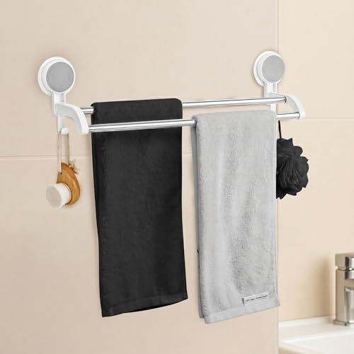 Shynora 18-Inch Towel Holder in Bathroom - Self Adhesive Bathroom Towel Hanger for Wall Without Drilling | Towel Rack in Bathroom, Kitchen Towel Hanger, Napkin Holder in Kitchen -White (Pack of 1) - Image 1