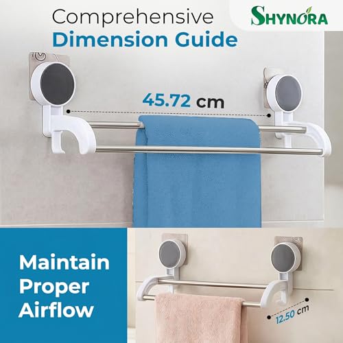 Shynora 18-Inch Towel Holder in Bathroom - Self Adhesive Bathroom Towel Hanger for Wall Without Drilling | Towel Rack in Bathroom, Kitchen Towel Hanger, Napkin Holder in Kitchen -White (Pack of 1) - Image 3